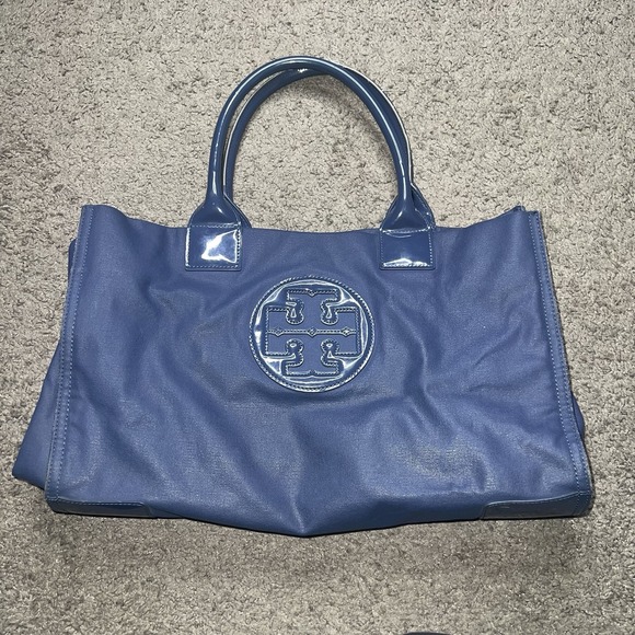 Tory Burch Handbags - Tory Burch Navy Blue Large Ella Tote Bag Excellent Condition
